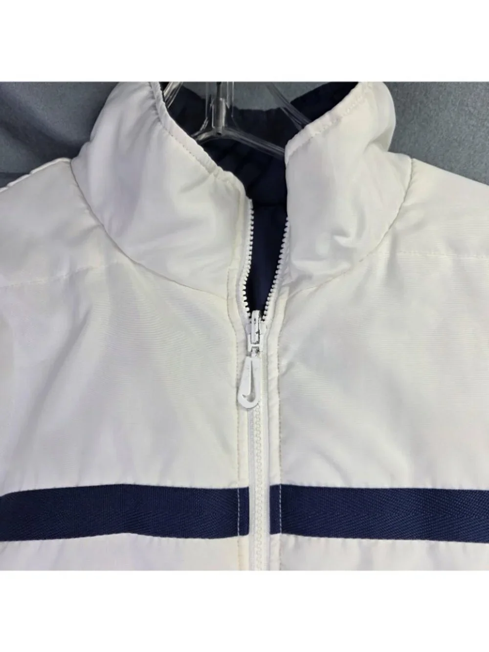 Vintage 90s Nike Reversible Jacket Mens XL Blue White Swoosh Puffer Windbreaker